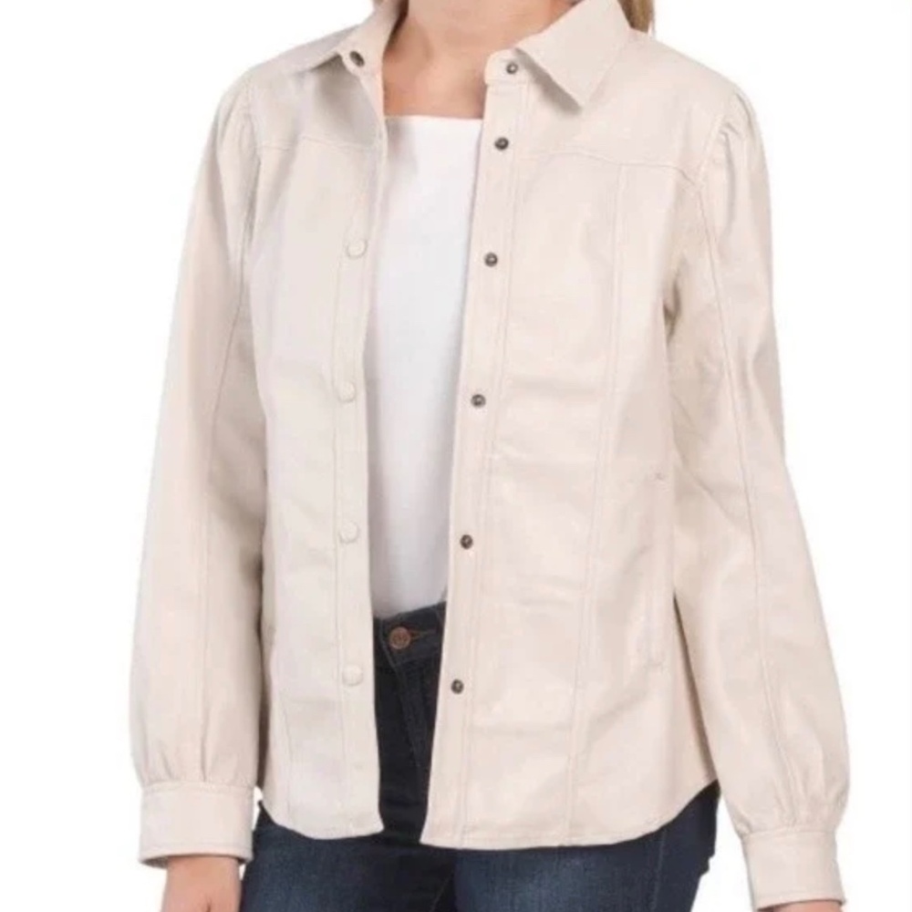 Blank NYC vegan leather shirt jacket